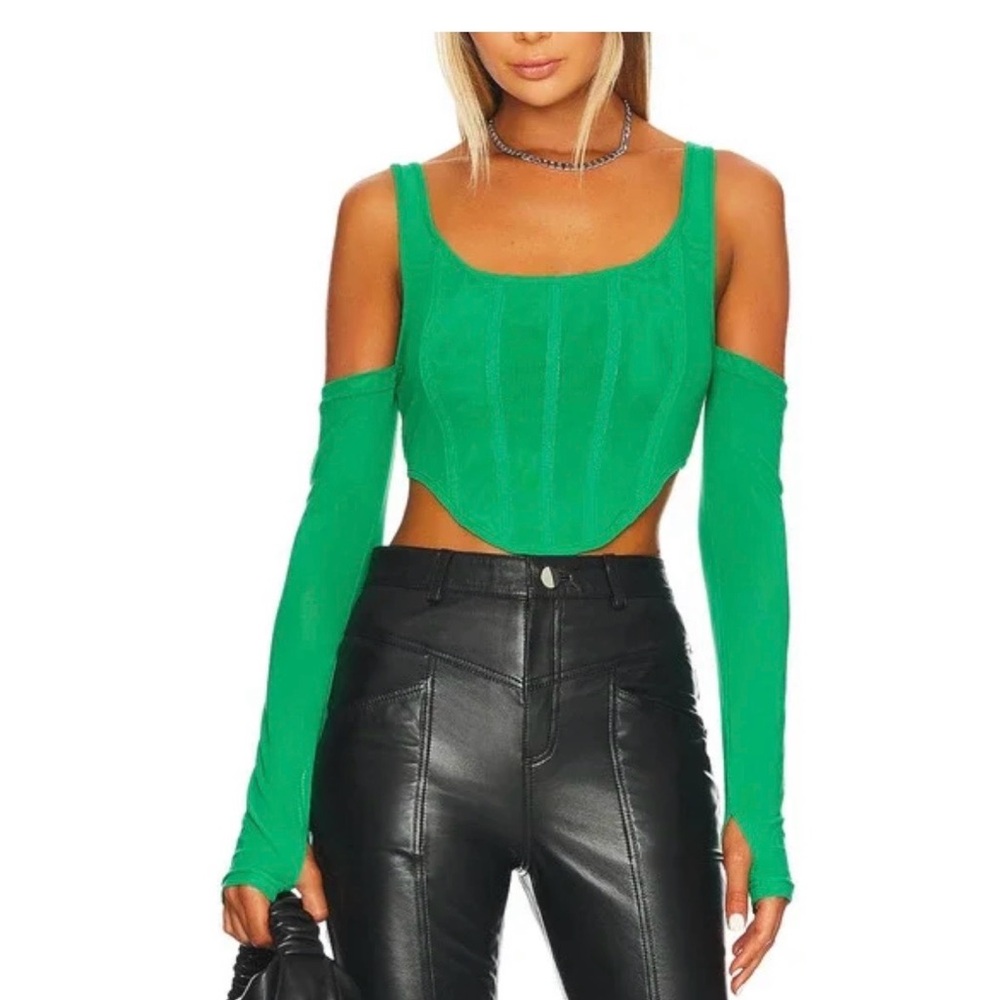 BY.DYLN ARIA CORSET TOP IN GREEN Revolve Medium